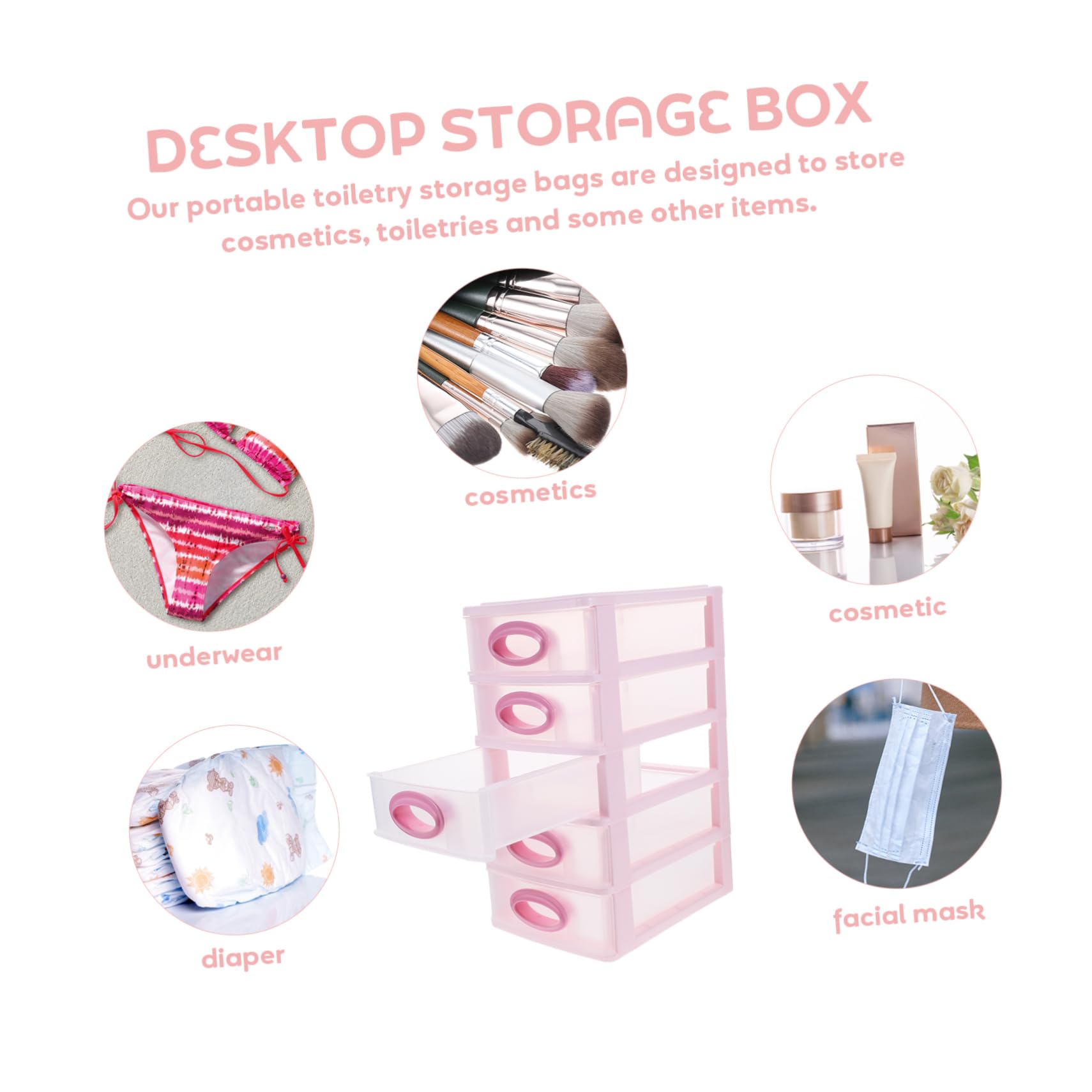 HOMSFOU Organizzatore Per Cassetti Da Scrivania 5 Strati, Mobiletto in Plastica Per Trucco, Contenitore Portadocumenti Resistente in Pp Per Ufficio, Studio, Bagno e Casa
