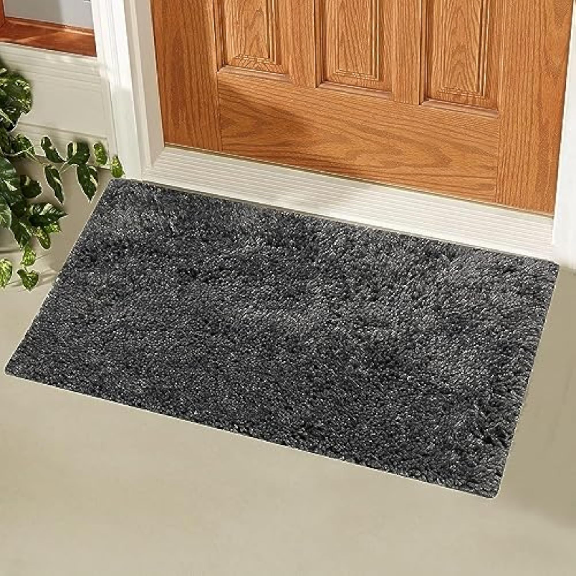 Microfiber Bathroom Mat for Home, Dark Grey
