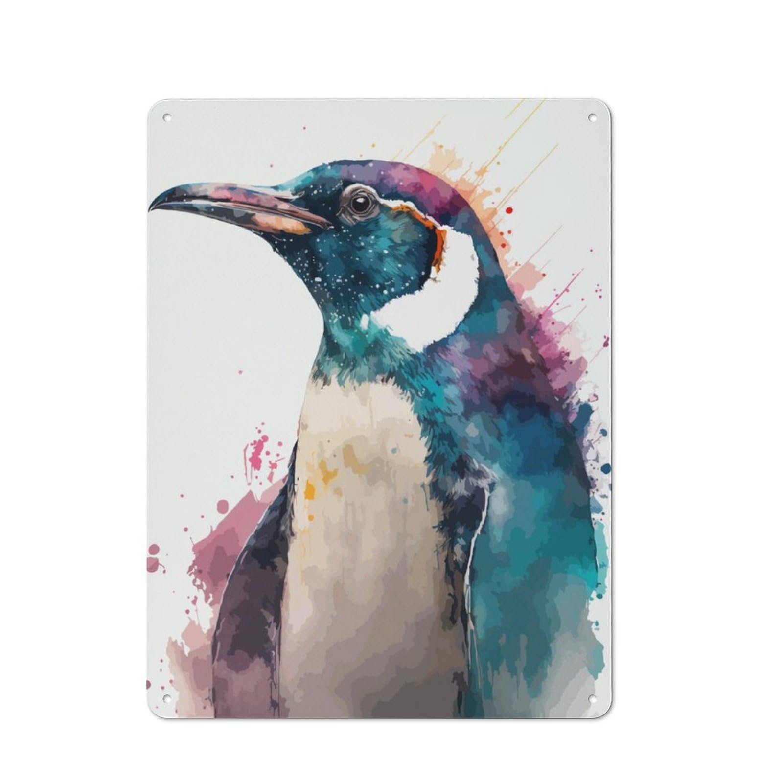 Junmoney Emperor Penguin Printed Metal Sign 40X30cm For Living Room Or Hallway, A Decorative Christmas Gift For Living Room Decor Lovers