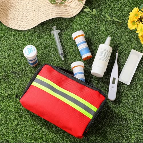 Image of Threlaco 6 Pcs Lifeguard Mini First Aid Kit Empty Bag 5.91 x 3.94 x 1.57 Inch with Reflecting Strips Zippered for Emergency Car Home Office Kitchen Sport Outdoors Camping Hiking