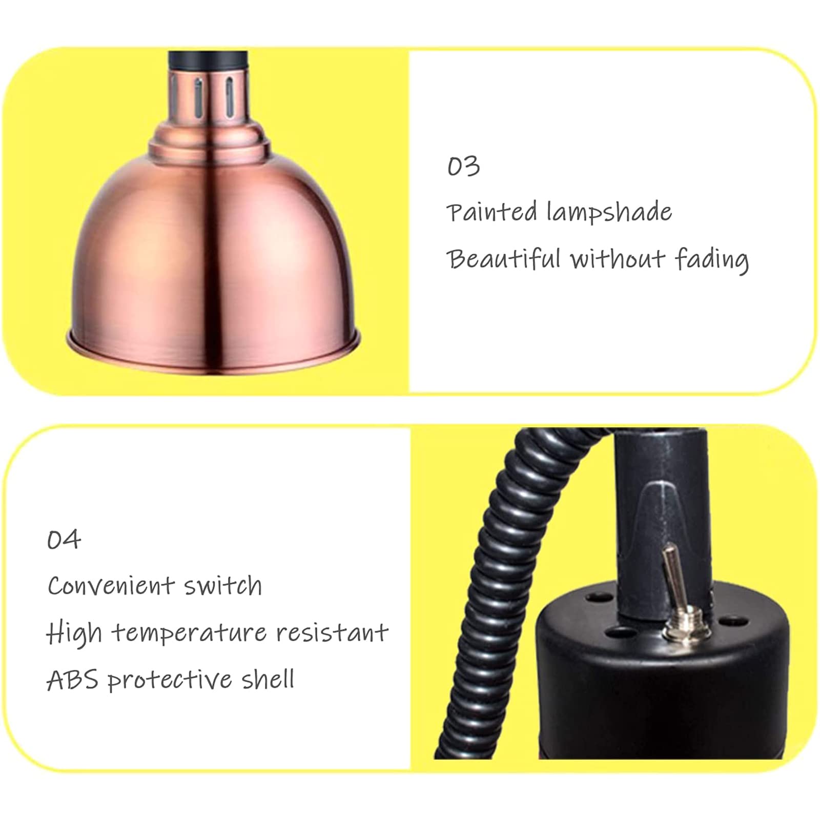 Lampada Di Calore Per Alimenti Appesa, Lampada Di Calore Per Alimenti 250W Commerciale, Luce Di Calore Per Alimenti, Lunghezza Del Cavo 60-180cm Regolabile, Per La Cucina Professionale Del Buffet