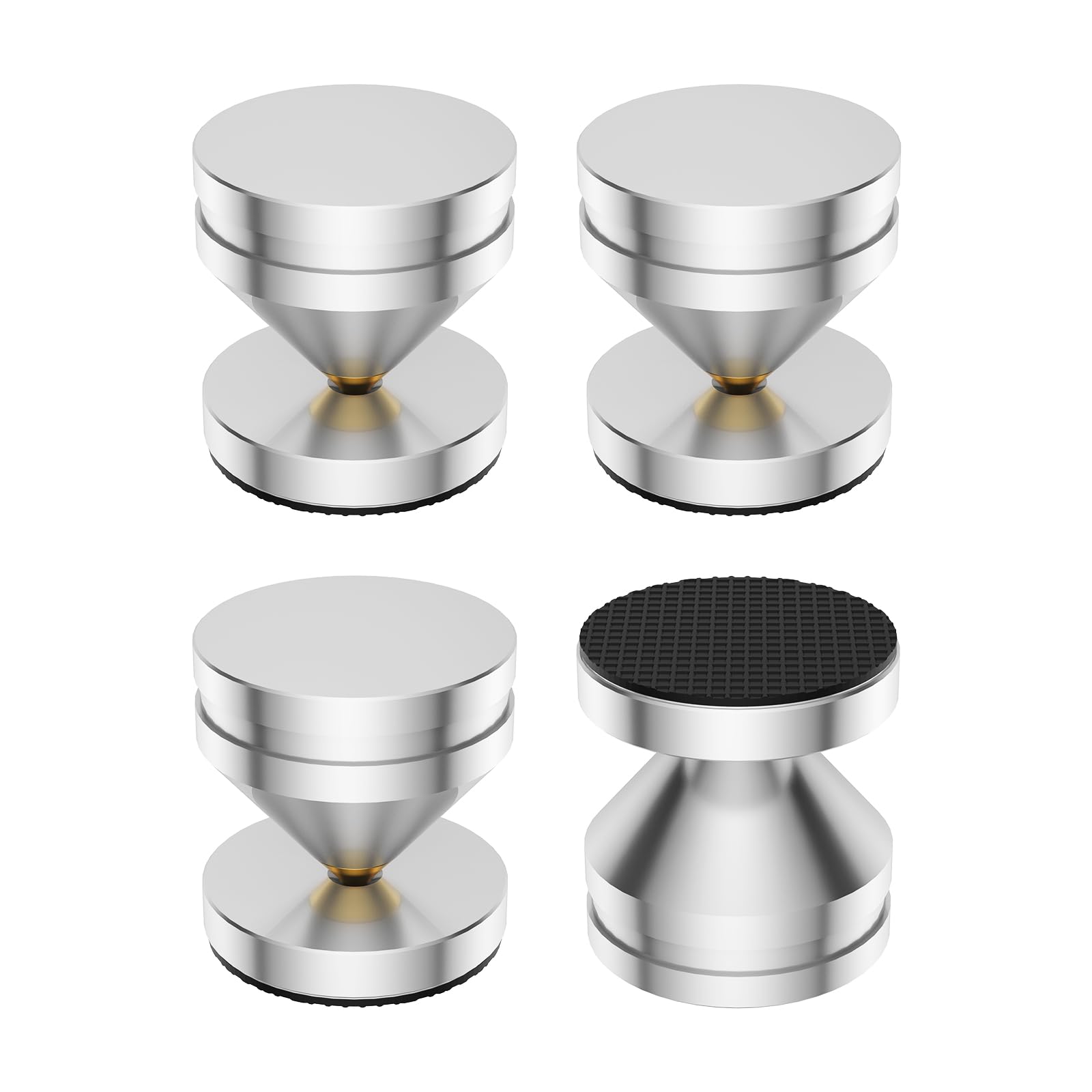 Lot de 8 pointes de haut-parleur, support de haut-parleur, amplificateur audio HiFi, DAC, CD, isolation phonique, pieds en alliage d'aluminium, pieds en alliage d'aluminium (argenté)