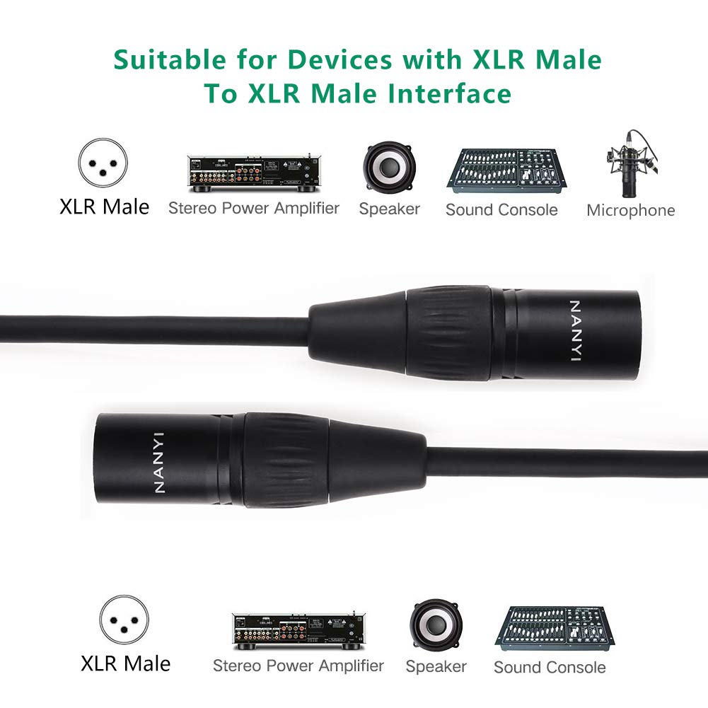 Cable de micrófono NANYI Cables XLR a XLR, Cable XLR de 3 pines Cable de micrófono macho a macho Cable DMX con cobre libre de oxígeno -0.5 metros