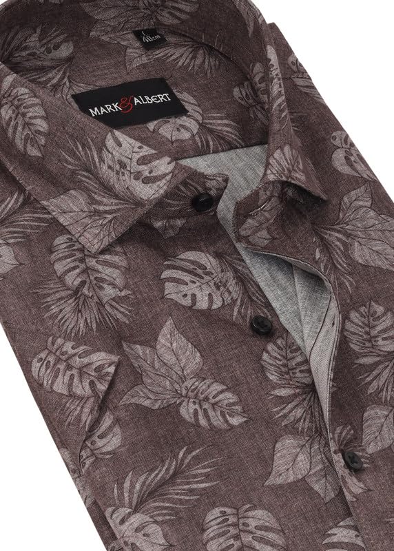 Image of MARK & ALBERT Men's 100% Cotton Half Sleeves Slim Fit Mens Shirt