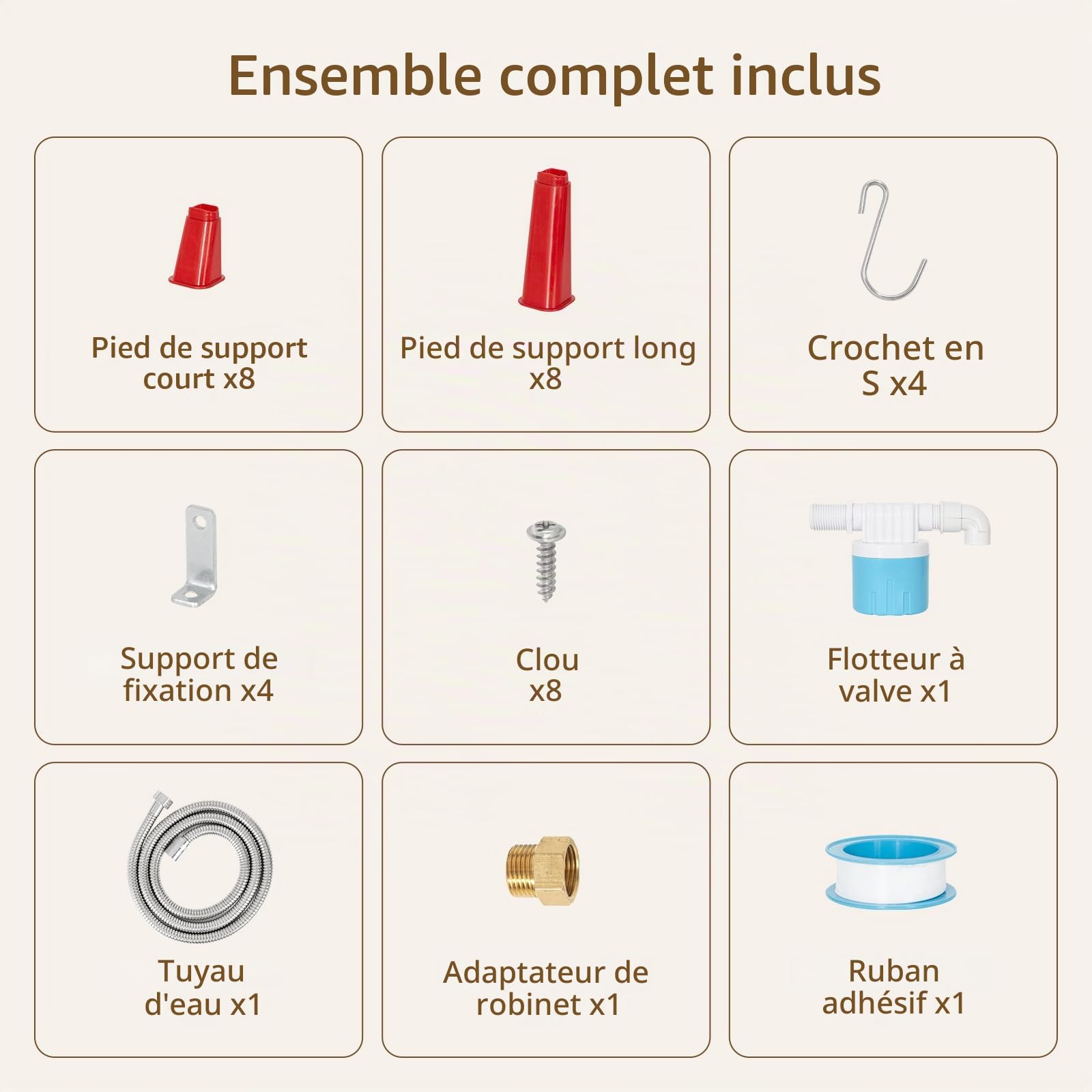 Todeco Kit Mangeoire 8 kg et Abreuvoir Automatique 7 L pour Poules | 2 Ports, 4 Bols, Flotteur Automatique, Raccordable aux Robinets, sur Pieds, Murale ou Suspendue, pour Volailles