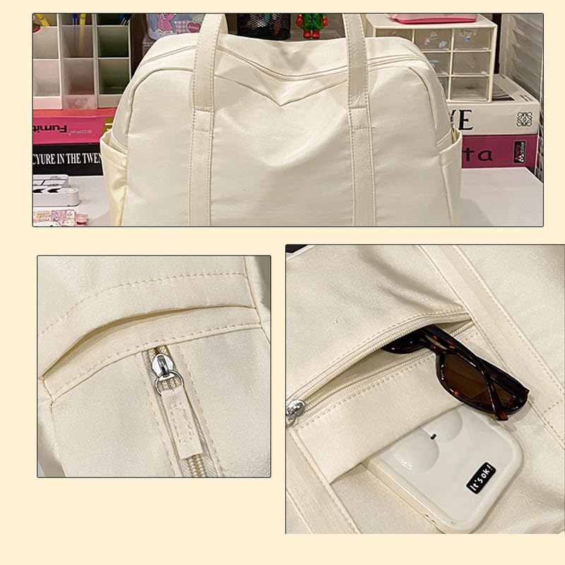 Bolsa de gimnasio para mujer, bolsa de viaje para fin de semana, bolsa grande y ligera para la noche, para fitness, trabajo, yoga, hospital y viajes, color amarillo pálido - 5