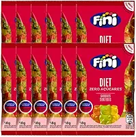 Bala Gelatina Fini Zero Açúcar Diet contendo 12 pacotes de 18g cada