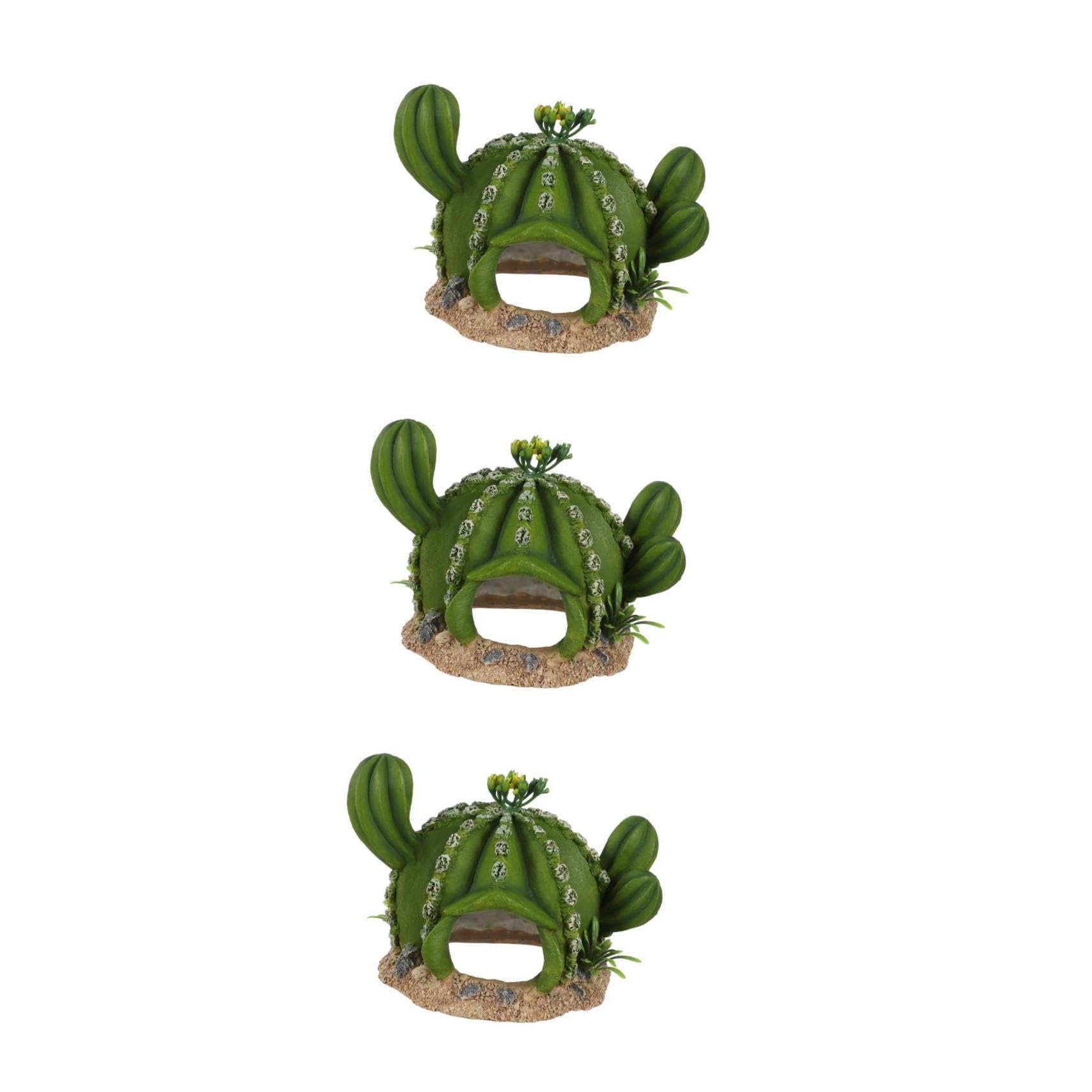BESPORTBLE 3 Pezzi Cactus da compagnia rampicante nascondiglio dei rettili accessori geco leopardo Accessorio per paesaggio rettili Decorazione per rettili modelli di cactus resina Green