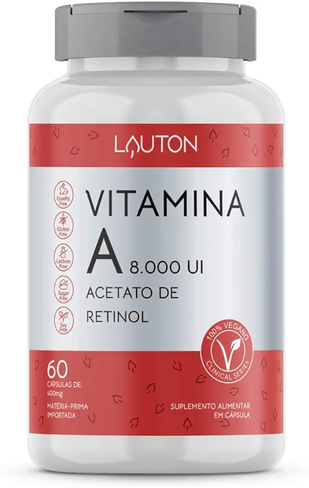 Vitamina A 8.000UI Acetato de Retinol - 60 Cápsulas - Lauton Nutrition, Lauton Nutrition