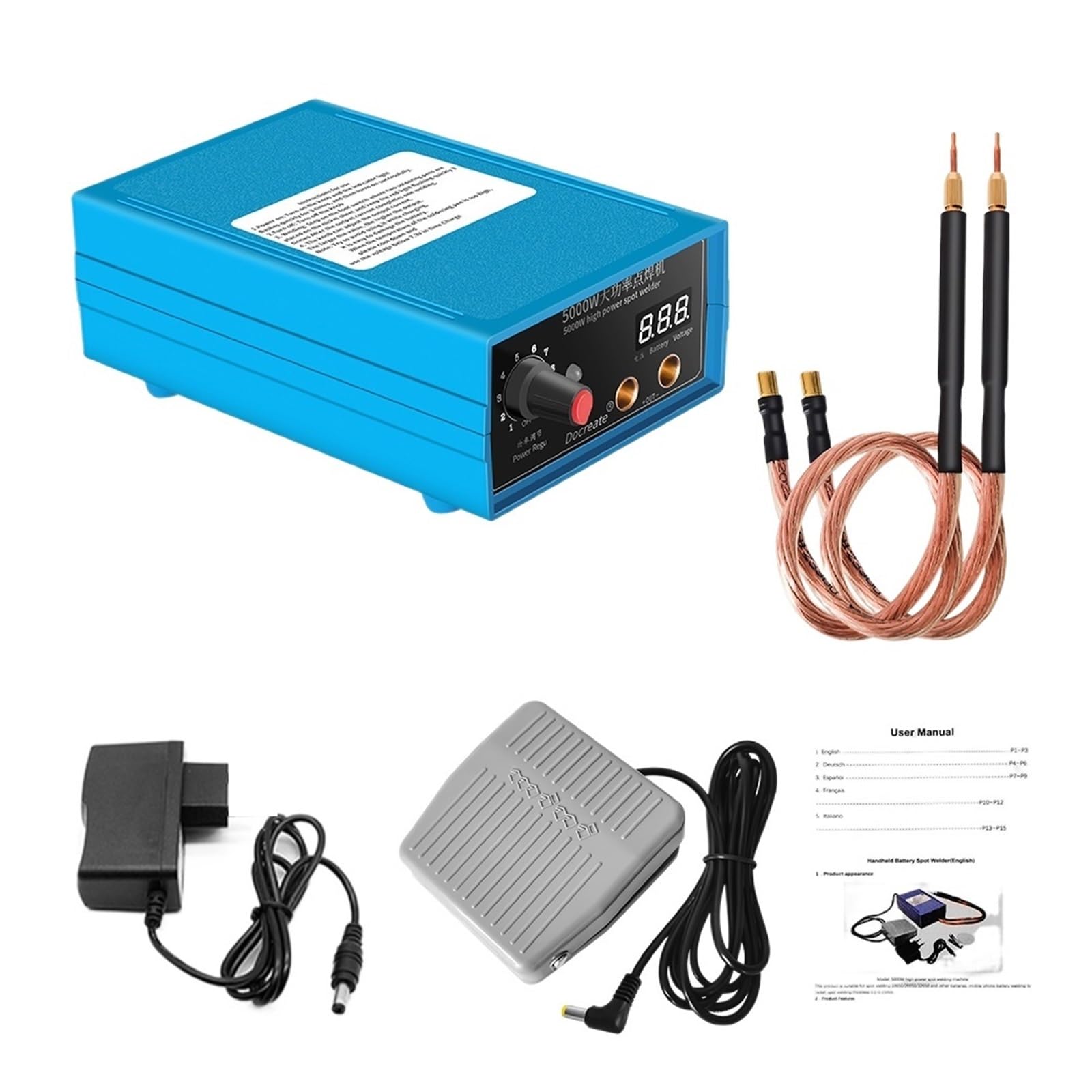 Spot Welder 5000W Welding High Power Handheld Machine Portable 0-800A Current Adjustable Welders for Battery The Weld is Strong