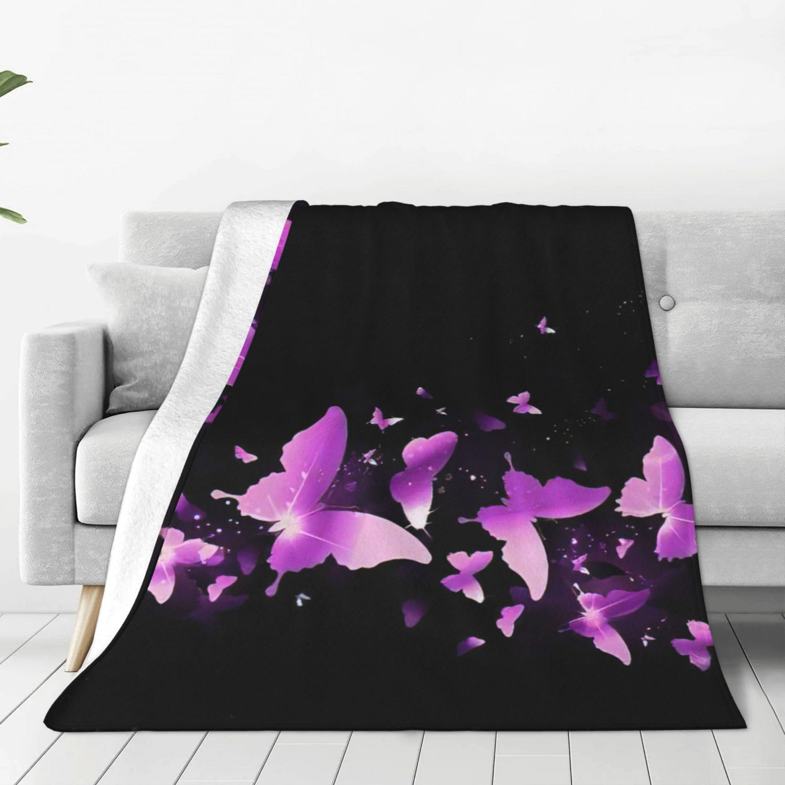 Couverture polaire papillon violet jeté de lit et canapé doux