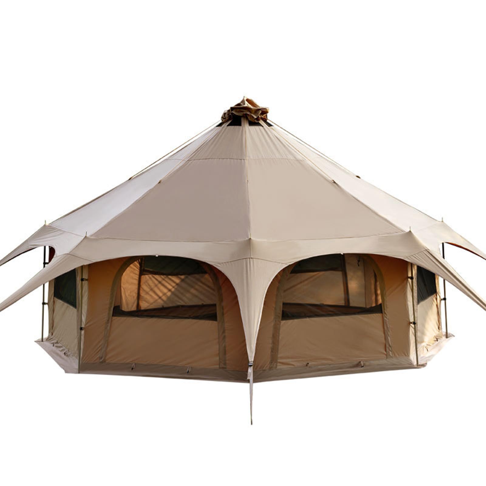 Luxury Yurt Tent 8~10 Person Glamping Bell Tent with Spacious Interior, Canvas Tent with Stove Jack Breathable Waterproof Outdoor Family Camping Tent