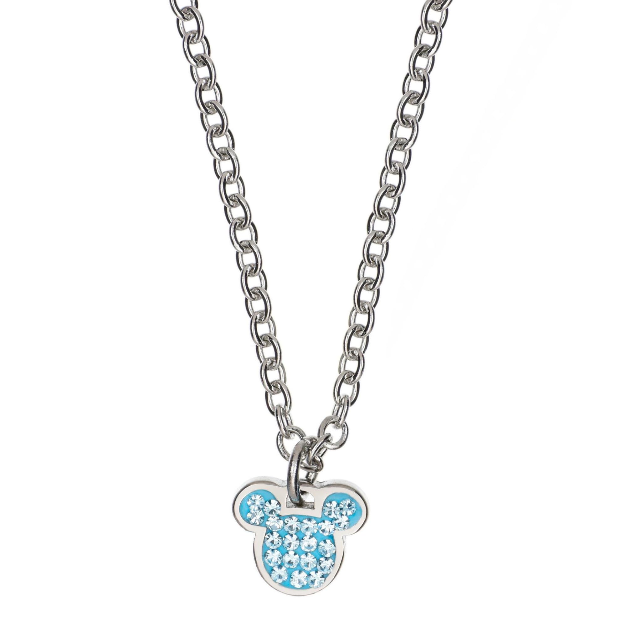 Disney Collana Mickey, Acciaio Inossidabile con Zirconi per Bambini e Bambine, Gioielli
