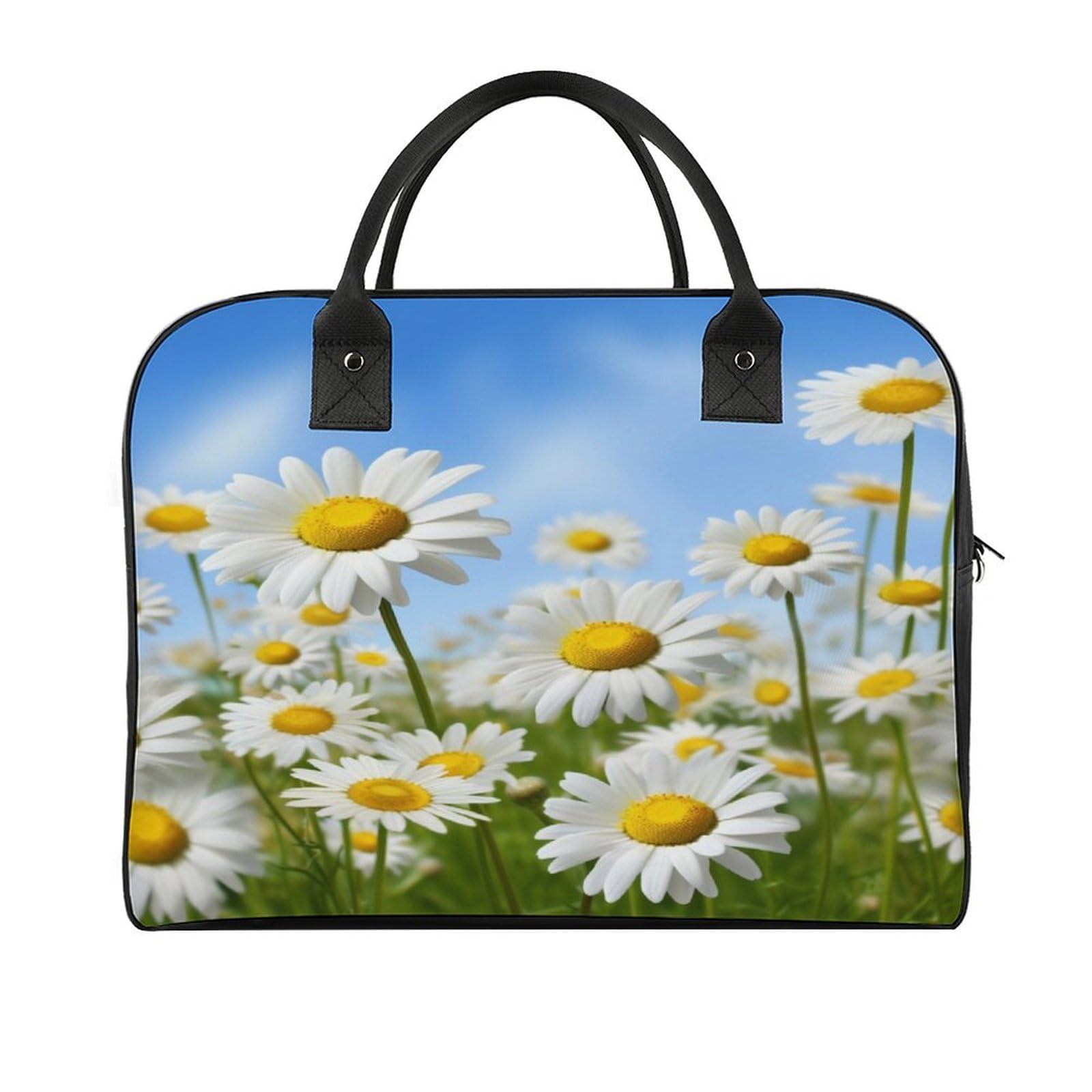 Spring Daisy Flowers Laptop Tote Bag Casual Travel Handbag Multi Pocket Shoulder Bags for Work Travel