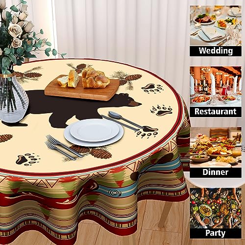Rustic-Cabin-Bear-Tablecloth-Round-Vintage-Lodge-Bear-Table-Cloth-60-Farmhouse-Country-Style-Wildlife-Animal-Table-Cover-for-Kitchen-Camping-Banquet-Dining Rustic Cabin Bear Tablecloth Round Vintage Lodge Bear Table Cloth 60 Farmhouse Country Style Wildlife Animal Table Cover for Kitchen Camping Banquet Dining