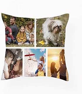 Personalised with Five Photos/Multi Photo Printed Collage Home Décor, Satin Throw Pillow/Cushion, Memorable present for Family, Friends, Birthday, Any Special Occasion. (Satin Cushion Cover, 5 Photos)