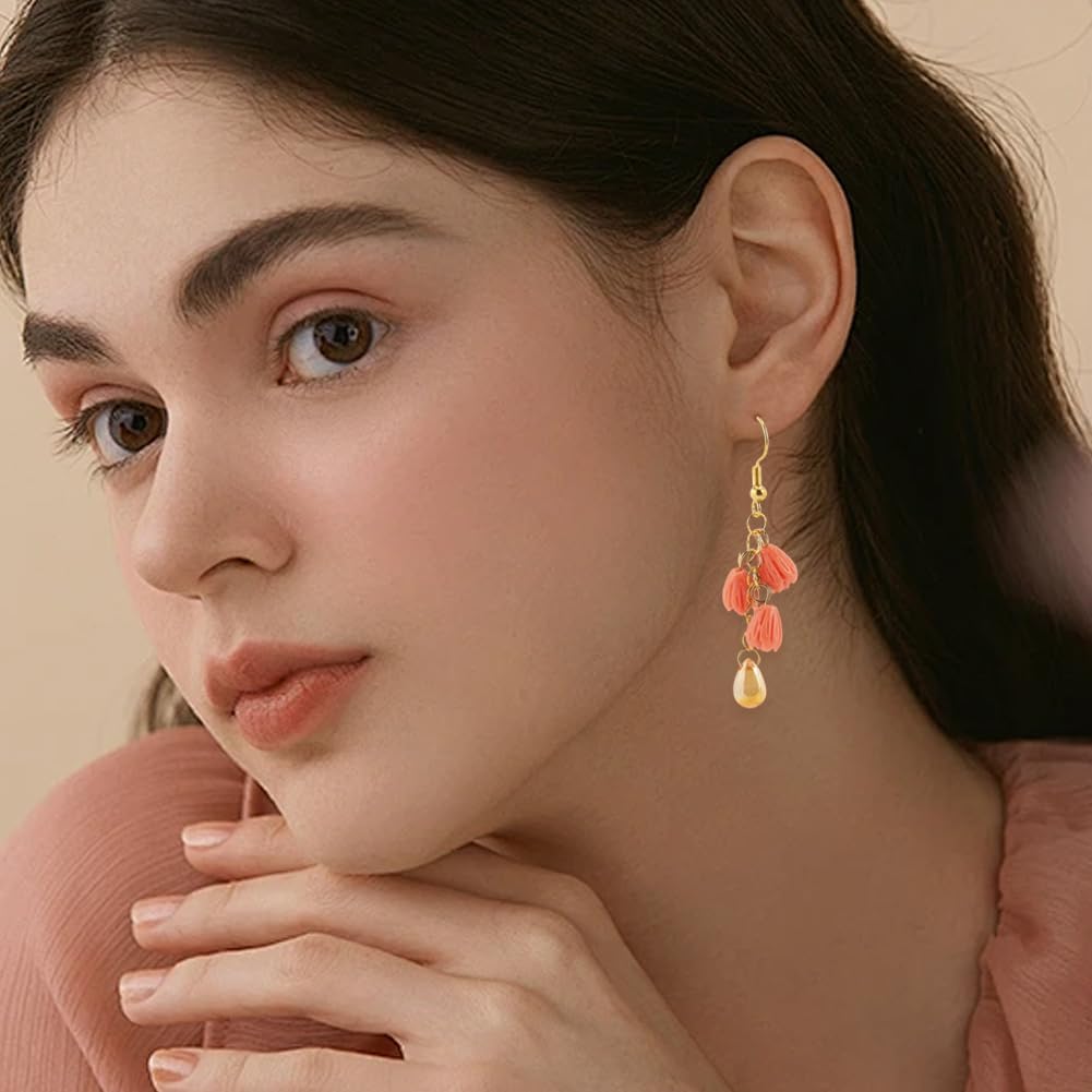 SUNNYCLUE 1 Box 100Pcs 10Mm Flower Beads Artificial Jasmine Flower Beads Dyed Synthetic Coral Floral 3D Carved Loose Spacers for Jewelry Making Supplies DIY Earrings Bracelets Necklace Crafts - Image 5