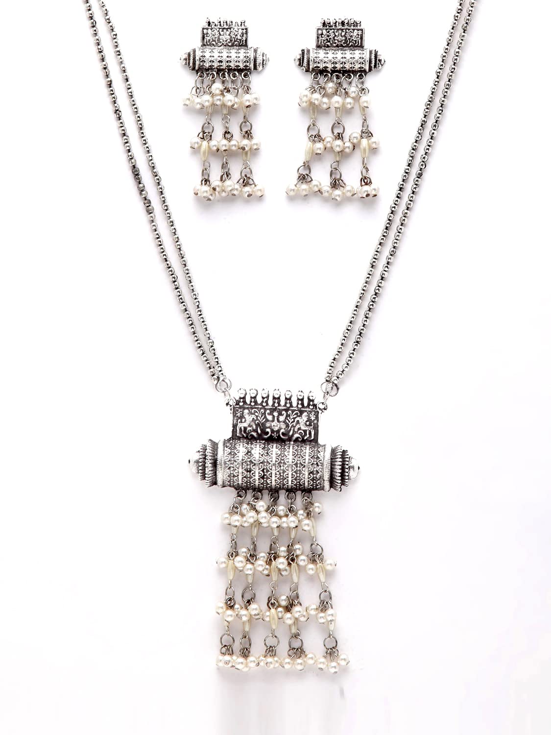 Shining Diva Fashion Latest Stylish Traditional Oxidised Silver Necklace Jewellery Set for Women (13133s) (B0B15HDN15) Amazon Price History, Amazon Price Tracker