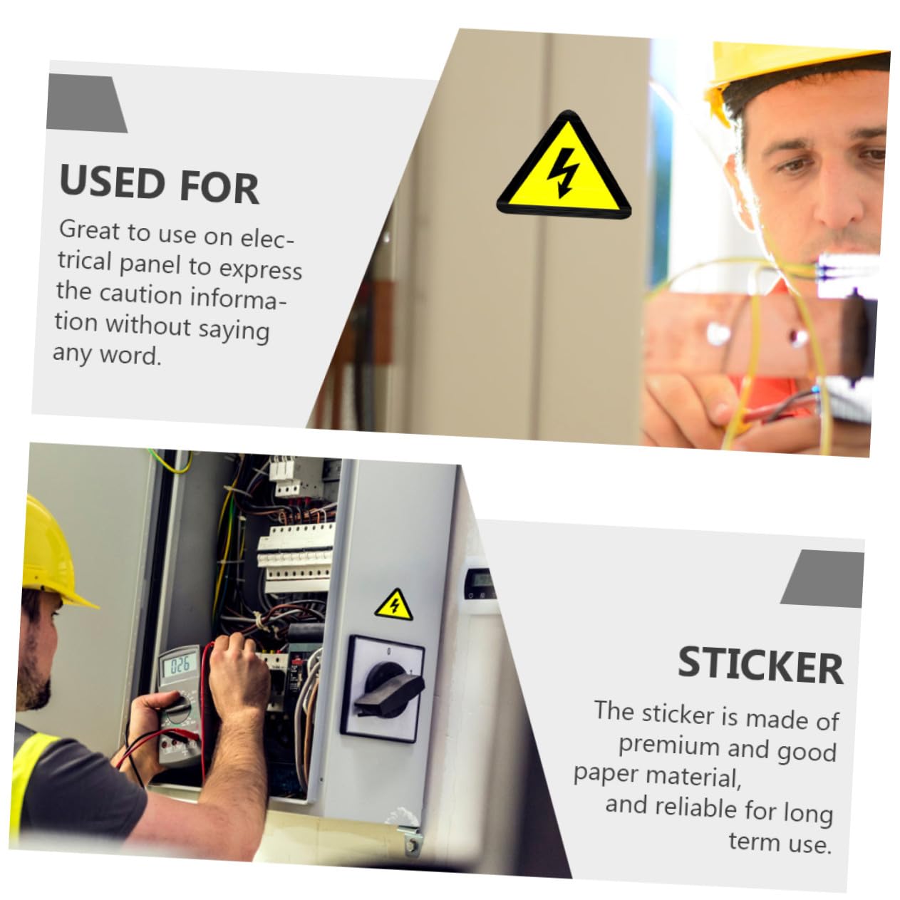 Lot de 15 Autocollants Avertissement Danger Électrique Jaunes de Triangle, Étiquettes Adhésives pour Panneaux Électriques, Adaptées aux Usines et Arrière-cours