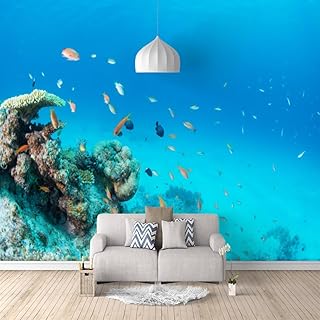 Ocean Coral Wall Decals, Bottom Fish Wallpaper,3D Background Wall Eco Fr...