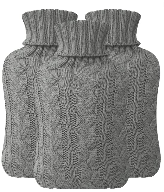 Bouillotte, Lot De 2, Avec Housse Moelleuse, 2 Litres, Caoutchouc Naturel Sans Odeur, Eau Chaude