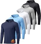 ZITY 5 Pack Men's Sun Protection Hoodie Shirt UPF 50+ Fishing Shirts Long Sleeve Hood Shirt Lightweight Rash Guard M-3XL