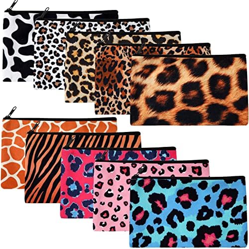 20 Pieces Cosmetic Bag for Women, Roomy Makeup Bags with Zipper Toiletry Bag Pouch Travel Packing Accessory Organizer Gifts, 7 x 4.3 Inches (Leopard)
