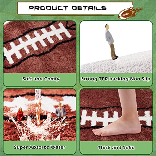 Football Bathroom Rugs Sports Bath Mat Football Rug For Men Boys Bedroom Football Area Rug Mat Comfort Non Slip Carpet For Bathroom Home Room Decor, 19.69 X 31.5 Inch #TOP2