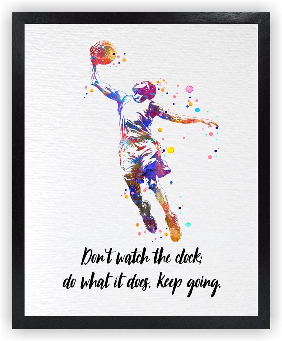 Dignovel Studios 11X14 Unframed Basketball Player Watercolor Art Print Poster Sports Athlete Gym School Motivational Quote Positivity Wall Hanging Decor DN933