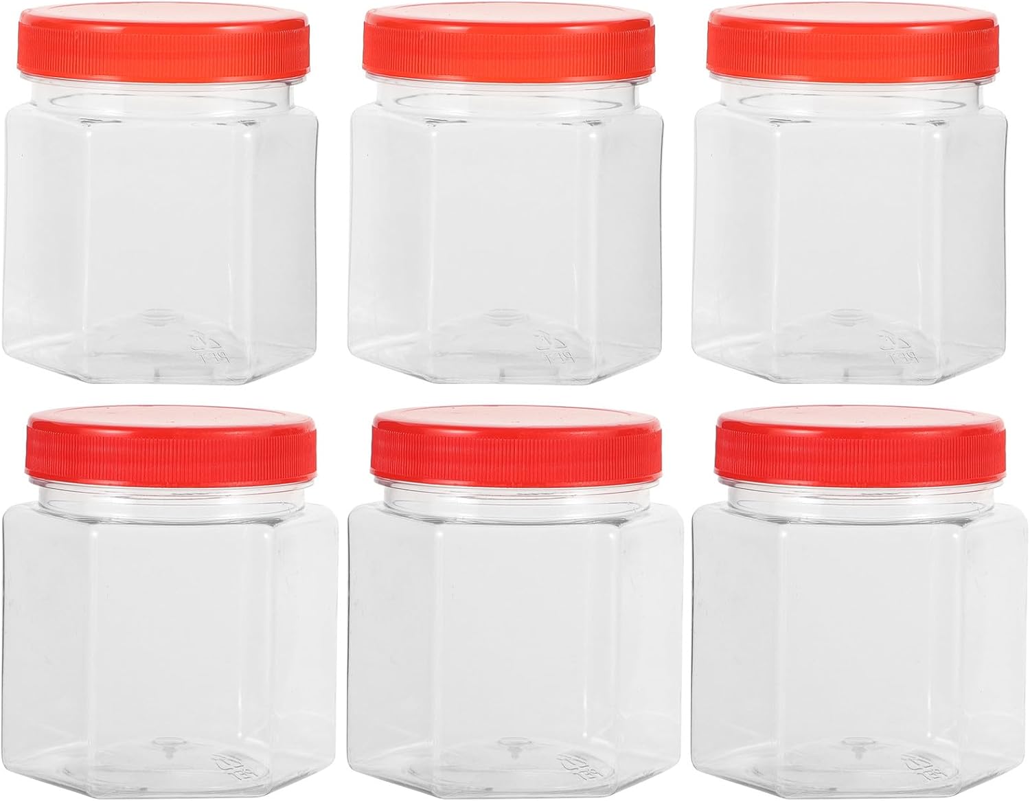Airtight Hexagonal Plastic Food Storage Containers Set, 280ml 300ml Canisters with Lids, Kitchen Pantry Dry Food Jars for Nuts, Snacks, and Daily Use – 6pcs Household Storage Jars