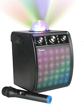 Portable Karaoke Machine & Speaker with Wireless Microphone & Disco Party Light. Mr Entertainer Moonbox 2 x Wireless Microphone