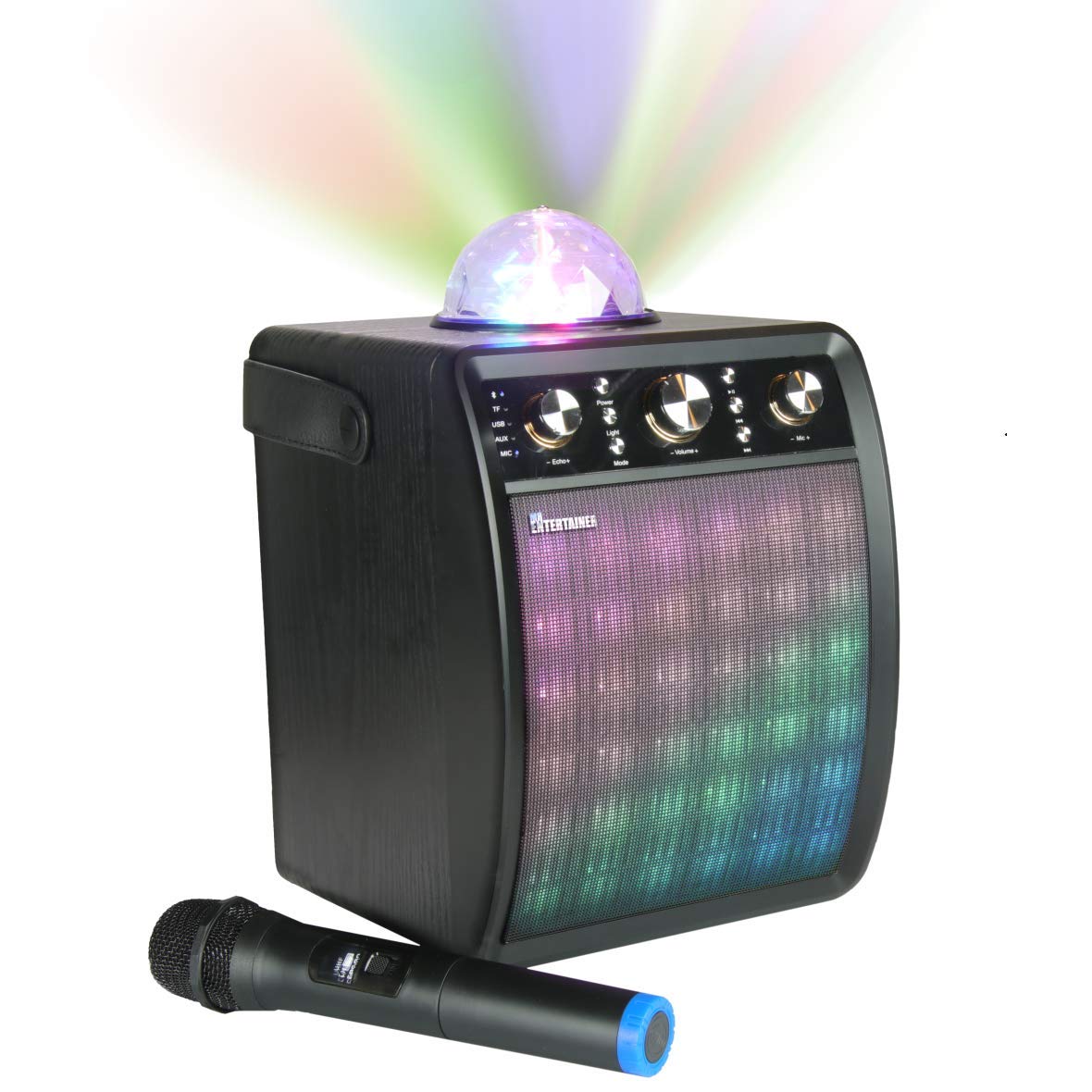 Portable Karaoke Machine & Speaker with Wireless Microphone & Disco Party Light. Mr Entertainer Moonbox (1 x Wireless Microphones)