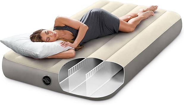 Intex 64101E Dura-Beam Standard Single-High Air Mattress: Fiber-Tech Twin Size 10in Bed Height- 300lb Weight Capacity- Pump Sold Separately,(Pack of 4)