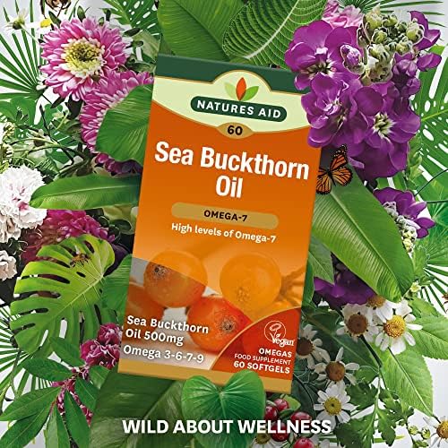 Natures aid 100% Pure Omega-7 Sea Buckthorn Oil 500mg, 60 Vegetarian Softgels