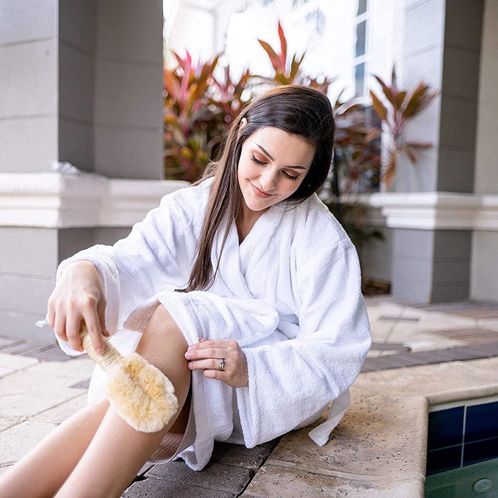 2 Trockenbürsten Für Die Haut Aus Sisal - Zum Peeling, Gegen Cellulite, Mit Holzgriff, Ca. 25 Cm Lang