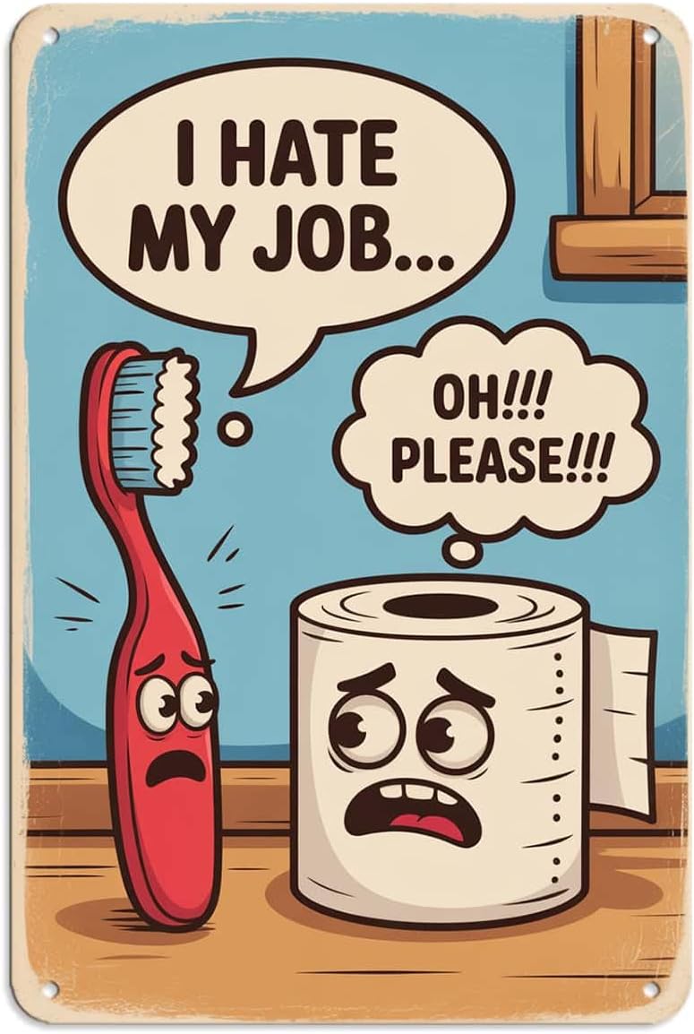Funny Bathroom Tin Sign Toilet Paper Wall Decor (12X8 IN)