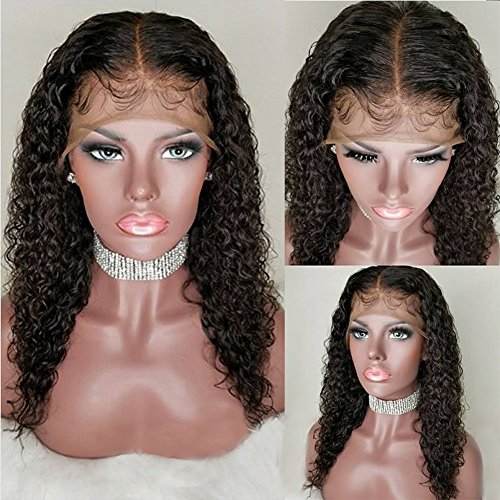 Full Lace Human Hair Wigs Pre Plucked with Baby Hair Curly Human Hair Wigs for Black Women Virgin Remy Hair Full Lace Wigs (10 Inch,130% Full Lace wig)