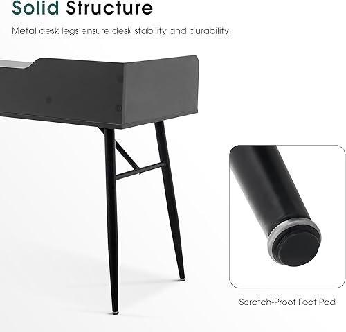 Miniatura 6 de ivinta Escritorio para computadora de 47 pulgadas, mesa de pie moderna con almacenamiento para oficina en casa, escritorio para computadora portátil