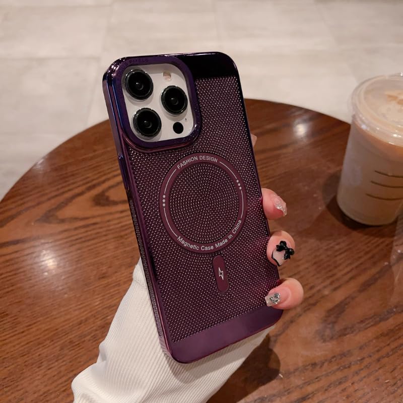 Miniatura 2 de Funda magnética de disipación de calor para iPhone 14 Pro Max compatible con Magsafe delgada y dura carga inalámbrica galvanizada (para iPhone 14