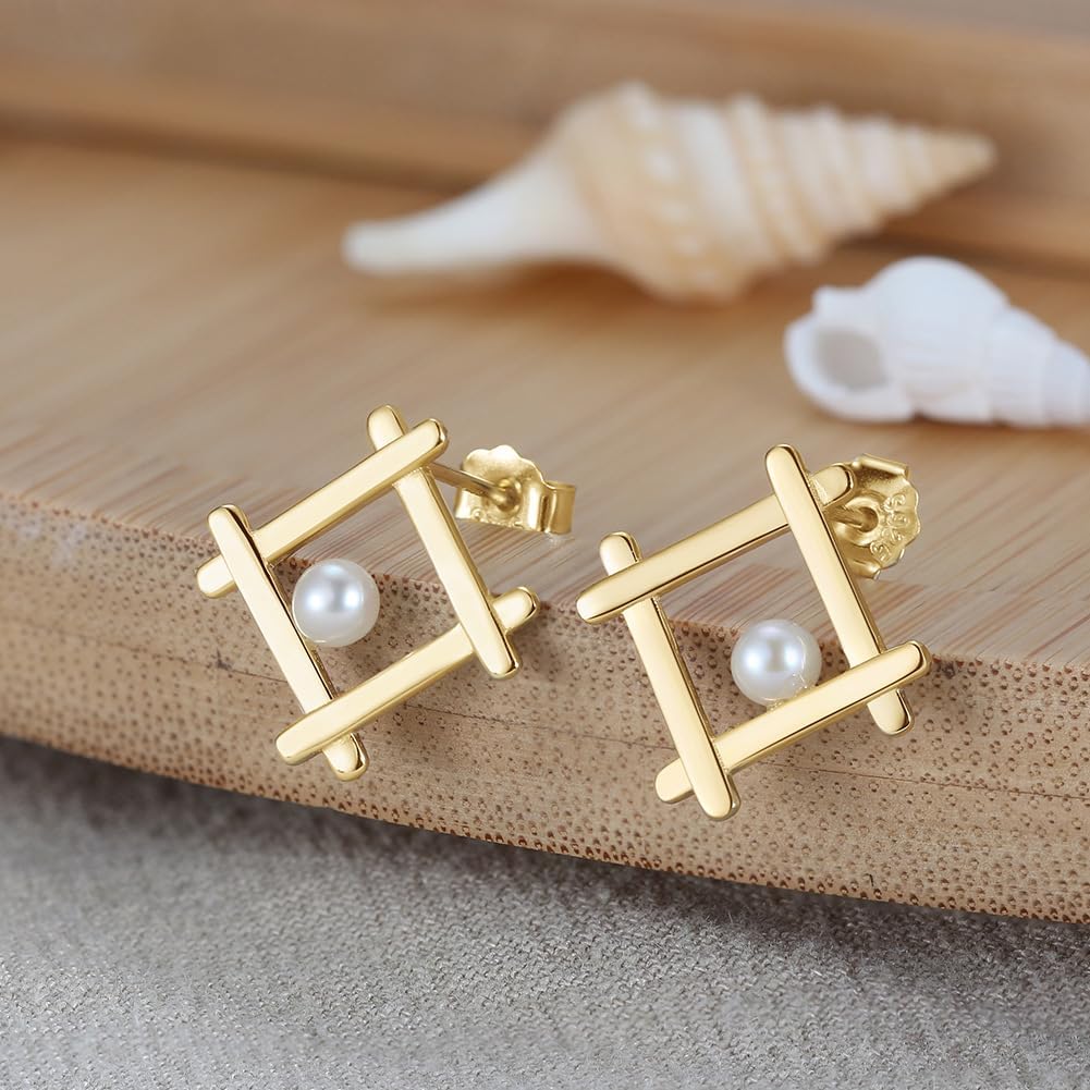 Pearl earrings-Gifts for Women Wife-Gift for Wife Wedding Birthday Anniversary Jewelry-Mom Girlfriend Her Mothers Day Gifts for Mom Women Valentines Day Christmas Day Gifts NO007