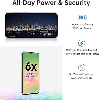 Samsung Galaxy A56 5G Unlocked Android Phones, 256GB Smartphone with 12GB RAM, 6.7 AMOLED, Quad Camera, 24Hr Battery, 2025 International Model, LightGray, Bundle 25W Fast Charger, Case & Lanyard