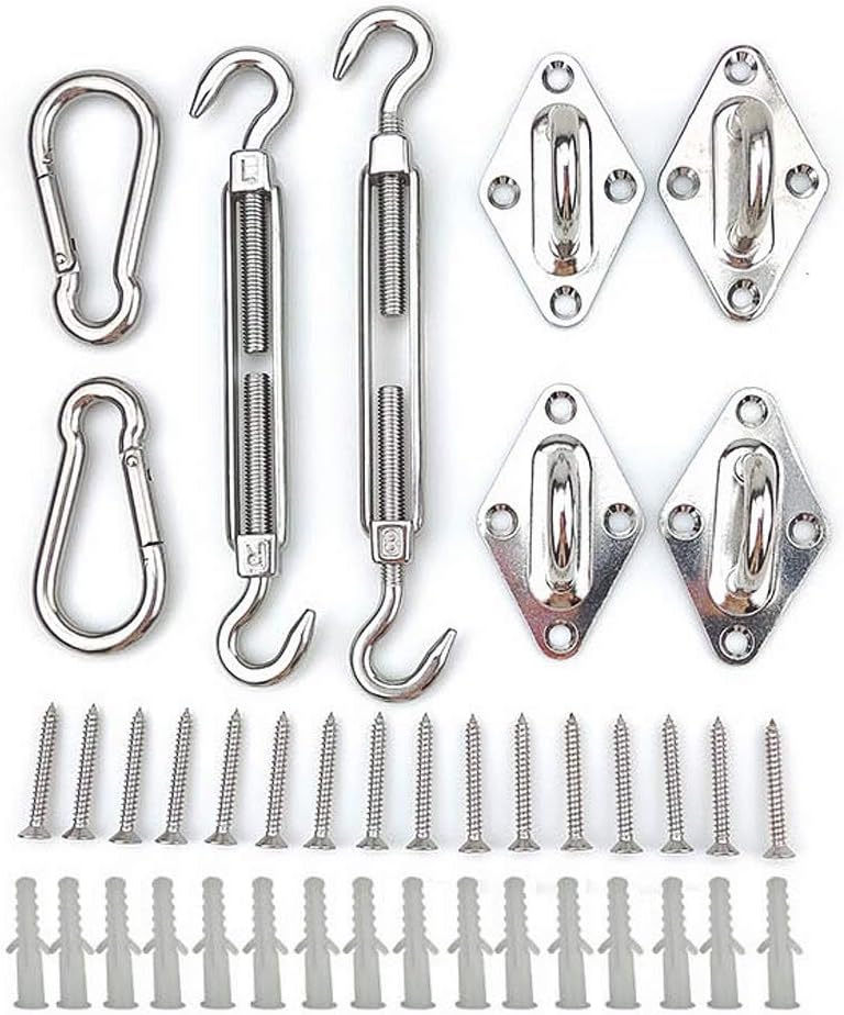 Heavy Duty Sun Shade Sail Stainless Steel Hardware Kit for Garden Square - Awning Attachment Set 24 PCS Shade Sail Fixing Kit (6mm (1 Set))