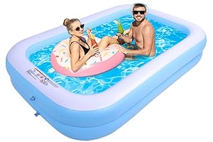 Oversized Inflatable Family Swimming Pool: 103" x 69" Outdoor Kid Pool