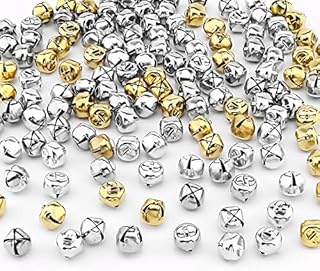 SAVITA 200Pcs Christmas Jingle Bells, DIY Craft Bells for Wreath, Jewelry Making, Holiday Home and Christmas Decoration (150Pcs Silver and 50Pcs Gold, 0.5inch)