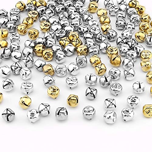 SAVITA 200 Stück Kreuzschellen Glöckchen zum basteln, Mini Schellen Glocke, DIY Bastelglocken für Kranz, Schmuckherstellung, Ferienhaus und Weihnachtsdekoration