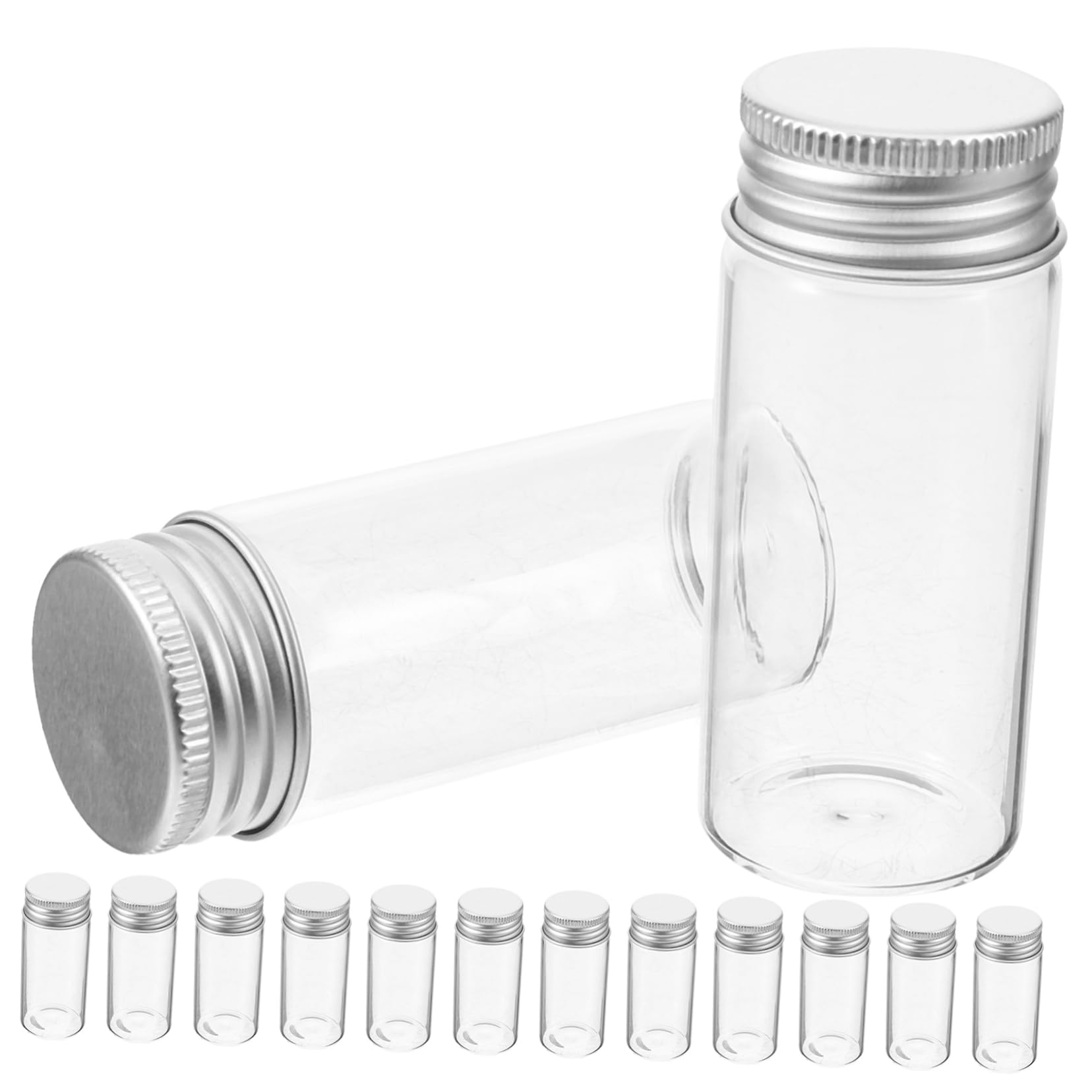 72piezas Tubos De Ensayo De Vidrio Transparente De Tapas Para Almacenamiento y Experimentos Científicos Para Laboratorios y Uso Educativo