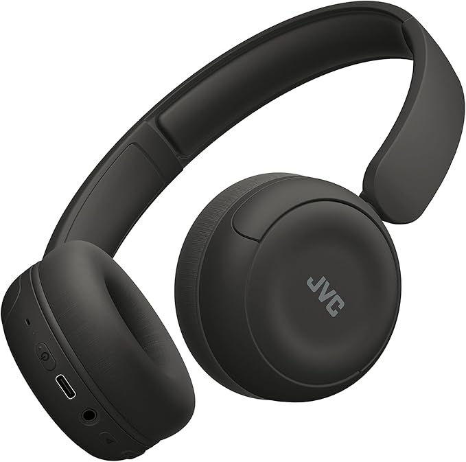 JVC Auriculares inalámbricos HA-S59W-B con batería de 50 Horas, Almohadillas Suaves, diseño Plegable, Bluetooth 5.3, multipunto, Ecualizador de Aplicaciones y micrófono, Color Negro Mate