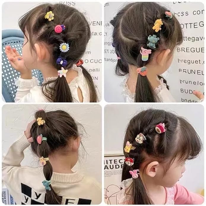 H-STYLE STORE Hair Bands for Girls, Cartoon Animal Flower Design Elastic Ponytail Holders, (24, multicolour) 2