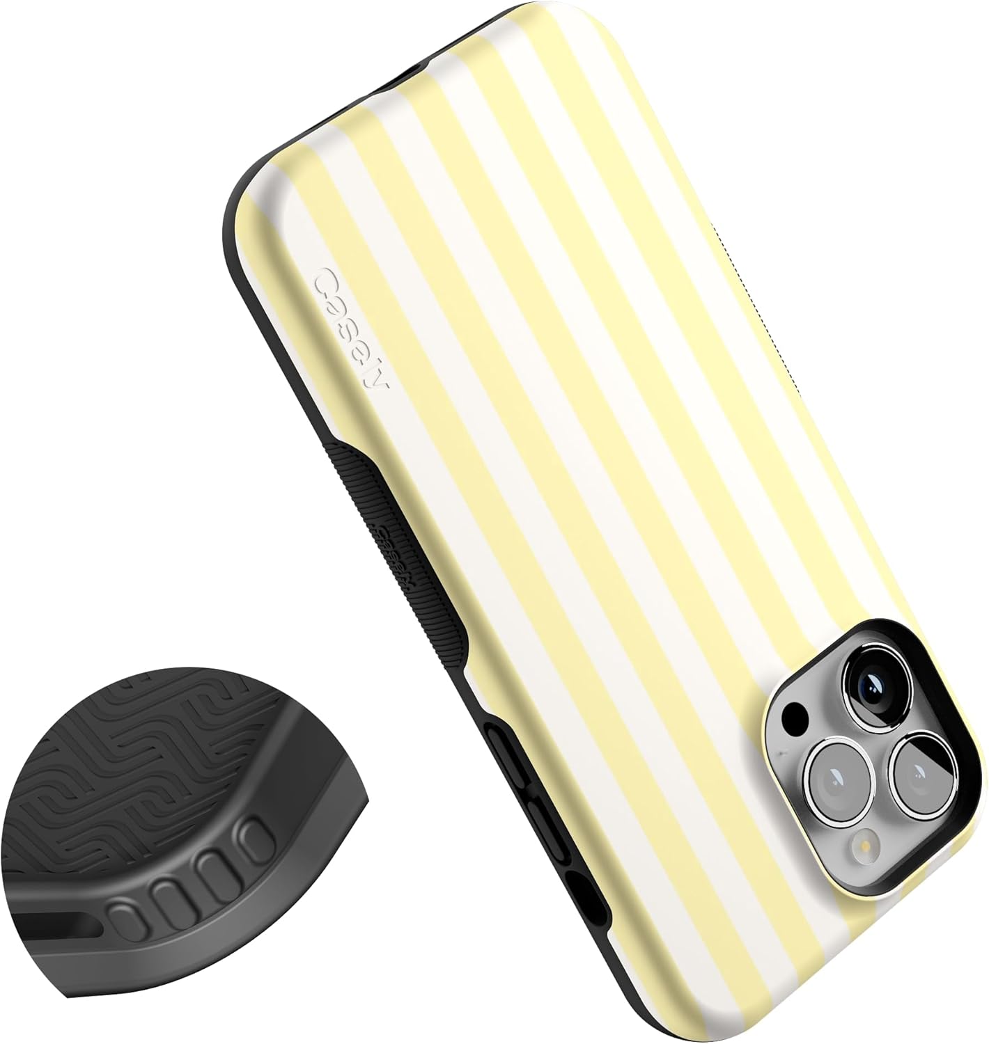 Casely iPhone 13 Pro Case | Butter Yellow Stripes | Sunday Best | Bold Protective Design | Compatible with MagSafe
