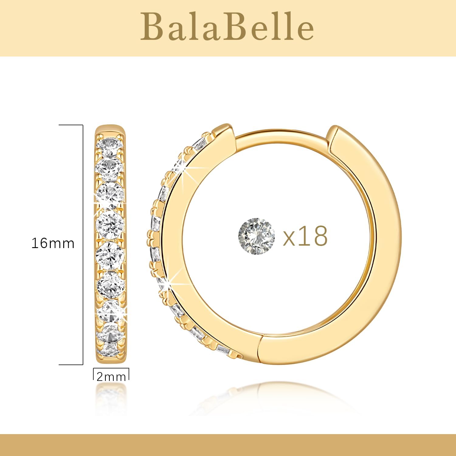 14K Gold Earrings for Women 14K Gold Hoop Earrings for Women Gold Hoop Earring for Womens Hoops with Cubic Zirconia and Multiple Size Options for Every Style Hoops Earring for Womens 12/14/16/20/25/30mm - Image 3